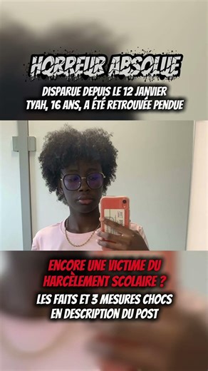 Disparue depuis le 12 janvier, Tyah, 16 ans, a été retrouvée pendue.