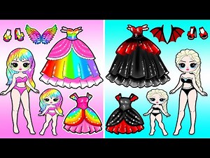 Rainbow Hello Kitty 🌈 Disney Princess Pregnant And Daughter Dress up | Best DIY Fashion Paper Dolls