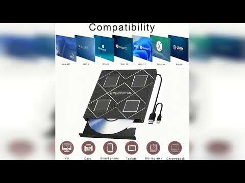 Review: 5-in-1 Extemal CD/DVD Drive for Laptop,USB 3.0 & Type-C Portable CD/DvD Rw Burner with...