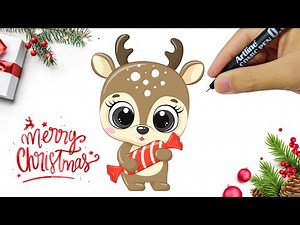 How to draw a Rudolph, How to draw Reindeer Easy, How to draw a Christmas Reindeer, Drawing Reindeer