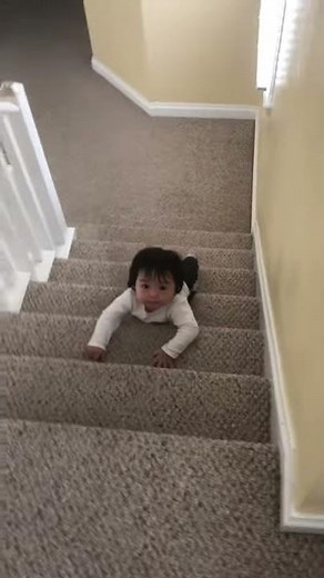 Funny Baby Falls down Stairs