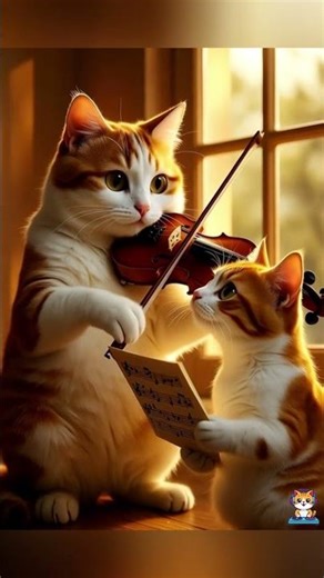 A Beautiful Violin Duet by Musician Cats 🎻 Cute Cats #Shorts