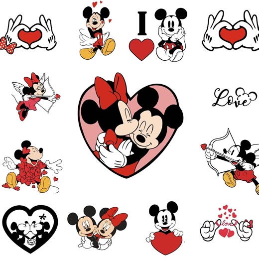 Mickey Mouse SVG, Minnie Mickey Svg, Svg Files for Cricut, Mickey Valentine Bundle, Mickey and Minnie Love Clipart, Valentines Day SVG - Etsy