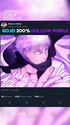 Gojo used 200% Hollow purple🔥#jujutsukaisen#jjk#gojo