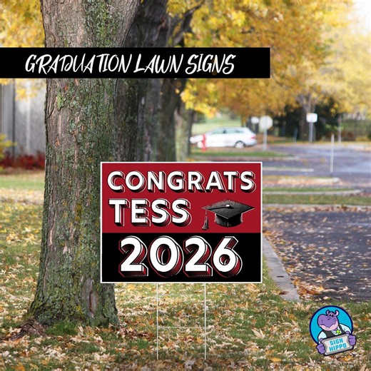 Pop Art Graduation Lawn Sign: Customizable Name, Year, Colors – Weather Resistant Coroplast (24"x18")