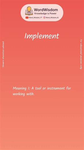 What does "Implement" mean? | English vocabulary shorts | #implement #wordwisdom