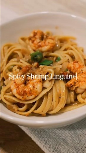 Spicy Shrimp Linguine. Recipe in description!