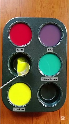 🌟 Guess The Final Color! 🎨 Red + Aqua Green + Yellow | ASMR Paint Mixing Challenge 💥#asmr#satisfying