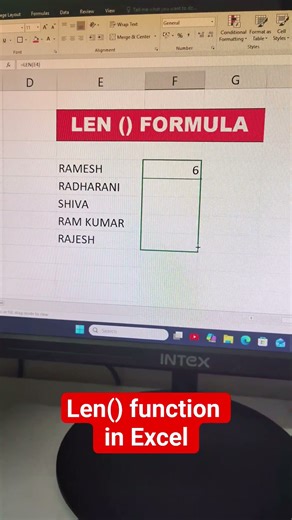 lengh formula in excel | Len() function #excelformula