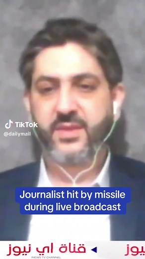 Lebanese journalist Fadi Boudia was live on air when a rocket landed outside his window, knocking him over. Boudia escaped with moderate injuries from the blast. #lebanon #news #attack #breakingnews