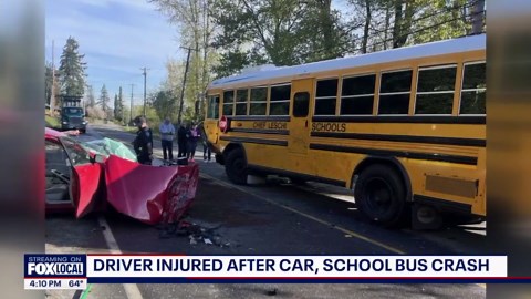 Driver critically injured in crash with school bus in Tacoma, WA