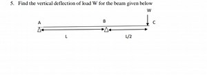 Find the vertical deflection of load W for the beam given below... | Filo