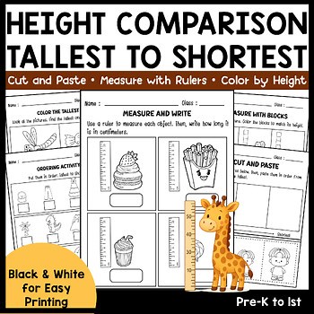 Height Comparison Activities | Tallest to Shortest | Measurement Worksheets