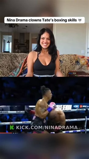 Streamer Clips on Instagram: "Nina Drama clowns Tate’s boxing skills 💀 #mma #boxing #tate #demoor"