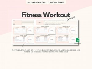 Spreadsheet Fitness Workout - Editable Exercise Planner, Workout Tracker, Fitness Goal Organizer - Etsy