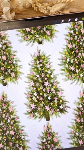 Brush with Bree | Procreate Brushes & Digital Art on Instagram: "It’s so much fun creating Christmas trees on procreate 🎄🎄 the outcomes are endless! Create a realistic Christmas tree drawing on procreate with me 🌲 the pine wreath brushes (and decoration stamps) used are part of the “wreath and garland”brush set 🎄the tinsel used is part of the realistic tinsel set ✨the glitter brushes used is part of the glitter brush set All linked in my bio and from my website brushwithbree 🩷 . . #Procreat