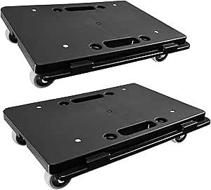 Furniture Dolly Cart, 2 Pack Small Moving Flat Dolly Mover with 4 Wheels 440 lb Capacity, 16.3"×11", Stackable Portable Dollies, Black