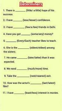 Quantifiers (Some, Any, Much, Many, Few, Little) Determiners Exercise with Answers #shorts #english