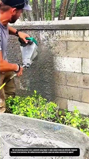 Concrete Wall Plastering Using Pneumatic Spray Hopper Application System