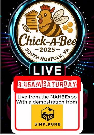 LIVE tomorrow morning from the NAHBE with @SimplKomb for a demonstration on their SimplKomb product! Catch us live at 8:45am ET #ChickABee #SimplKomb #BHB #beekeepersoftiktok #NAHBE2026 @Bodhibees @Hattie Bee’s @midmobees / BHB (chris) @Hive to Honey (Diane)/BHB @thebeeskneesqueen @kingscorpio🇯🇲BHB beekeeper🐝 @Imani Thee Beekeeper Bae @beekeepingwithgrandma @Dustin Proffitt