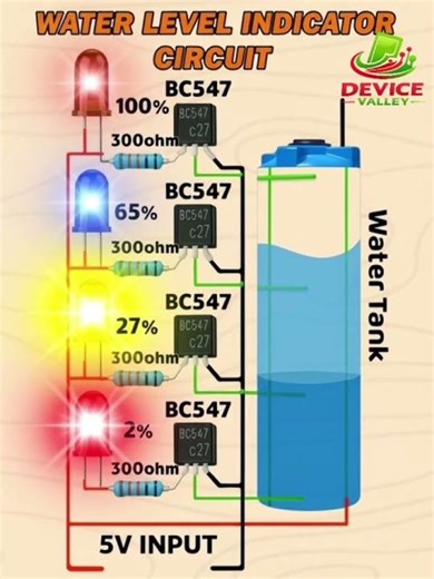 Water Level Indicator Circuit using BC547 | Water Tank Level Indicator DIY