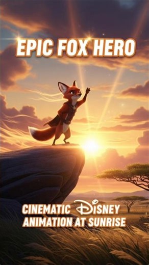 Epic Fox Hero Cinematic Disney Animation Sunrise#disneyanimation #epicscene #cartoonfox #shorts