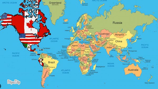 Yakkos world with flags