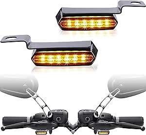 Motorcycle Sequential LED Turn Signals, Chrome Flowing Handlebar Marker Light Motorcycle Mini Blinkers Compatible with Harley Dyna Sportster 883 XL1200 Road King Softail