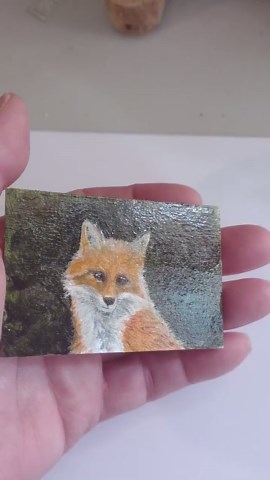 Original Oil Painting of a Red Fox, Miniature Framed Art - Etsy