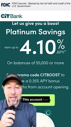 CIT Bank Platinum Savings is offering up to 4.10% APY.