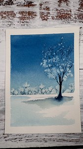 2.5M views · 48K reactions | Using regular old table salt to create a snowy landscape is pure magic! Give it a try and let me know how it goes in the comments below! Happy painting! #watercolor #watercolour #beginnerwatercolor #beginnerwatercolour #watercolortutorial | EmJ Lefebvre | Facebook