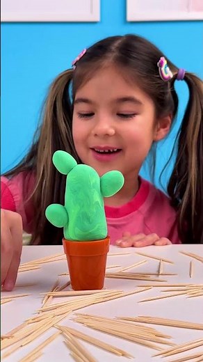 Make a Clay Cactus 🌵 Easy DIY Craft for Kids 🖐️ #shorts #kidscrafts