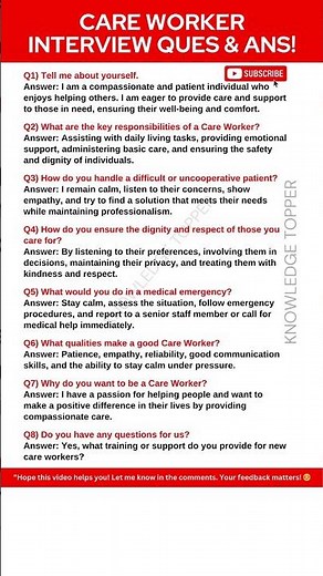 Care Worker Interview Questions and Answers