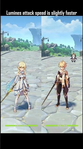 Lumine and Aether attack animation comparison #shorts #genshinimpact