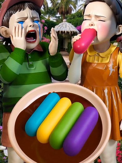 Enjoying Squid Game Inspired Colorful Candy Mukbang