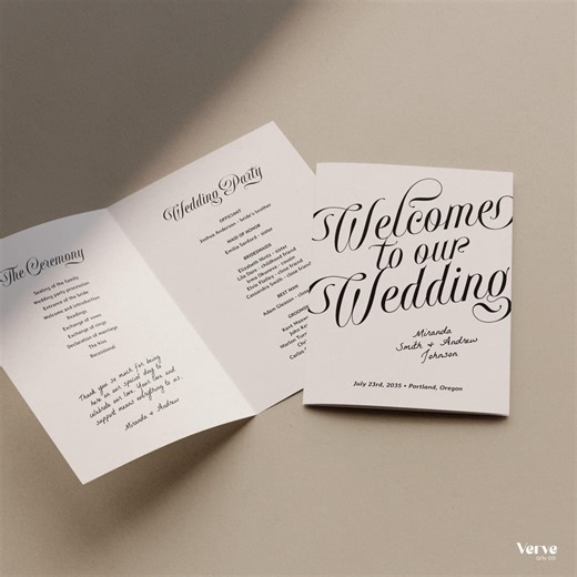 Folded Wedding Program Template, Bifold Wedding Timeline, Ceremony Order of Service (canva Templates) (WT15) - Etsy