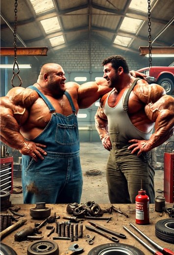 Muscle meets mechanics 💪🔧 In this garage, they don’t just fix cars—they build legends! Who’s ready to lift the bar, literally and figuratively? 🚗🏋️‍♂️🔥 #GarageGains #IronAndTorque #BeastMode #StrengthUnleashed