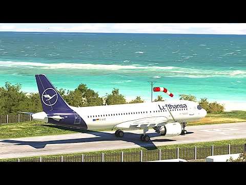 World’s Shortest Runway Challenge! Lufthansa A320 Takeoff at St. Barth Airport