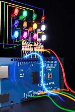 This circuit diagram illustrates a 12-LED matrix controlled by an Arduino Megaa 4x3 grid (4 columns