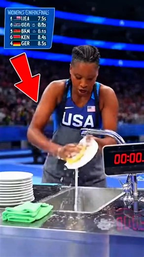 You Won't Believe This Olympic Dishwashing Contest😱 #Olympics #shorts