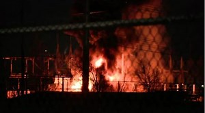 Video shows blaze after power substation explosion