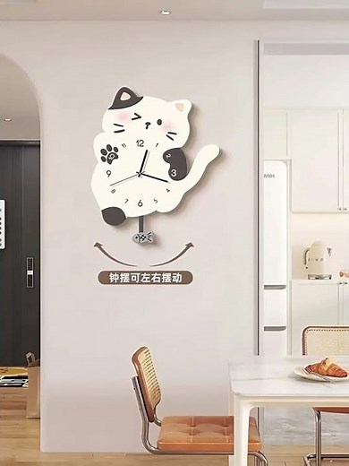 clock093 北欧 壁掛け 掛け時計 猫ちゃん インテリア雑貨 ウォールクロック 可愛い時計 子供部屋 映える時計
