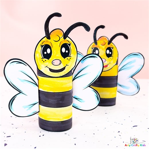 3D Paper Bee Craft 🐝 🖍https://www.artycraftykids.com/craft/3d-paper-bee-craft/ | Arty Crafty Kids