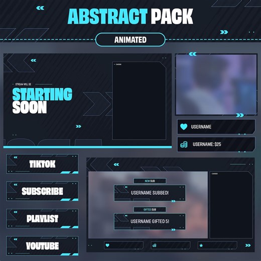 Animated Blue Abstract Twitch Overlay: Stream Package (WEBM, PNG Files) - Etsy
