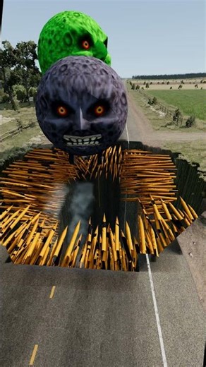 Big & Small Moon Colorful Monster Cars vs Giant pit - BeamNG.drive