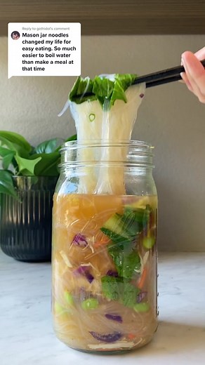 Replying to @gothidol Part 3 of the mason jar noodle series! This time with my FAVORITE mason jar noodle broth (truly the best one that I’ve ever made so far) #mealprep #easylunch #masonjarnoodles