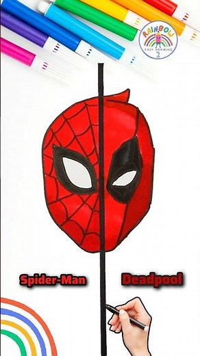 How to Draw Spiderman | Draw Spiderman VS. Deadpool Shorts 🌈🕸 #draw #shorts #spiderman