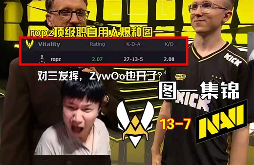 小蜜蜂图一展示强大数值，蛋看决赛图一，对三发挥，ropz重回巅峰，ZywOo逆天数据多次残局爆种！