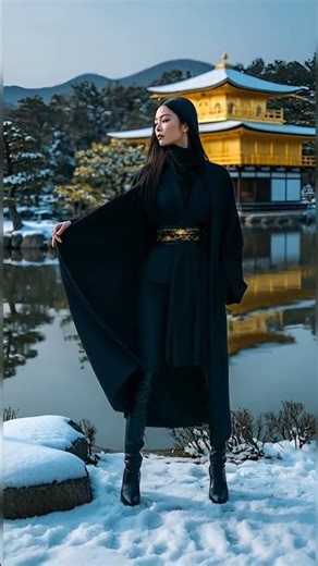 Zen Luxury in Japan 🇯🇵 Kimono-Style Coat at Kinkaku-ji