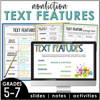 Nonfiction Text Features Scavenger Hunt, Graphic Organizer & Lesson